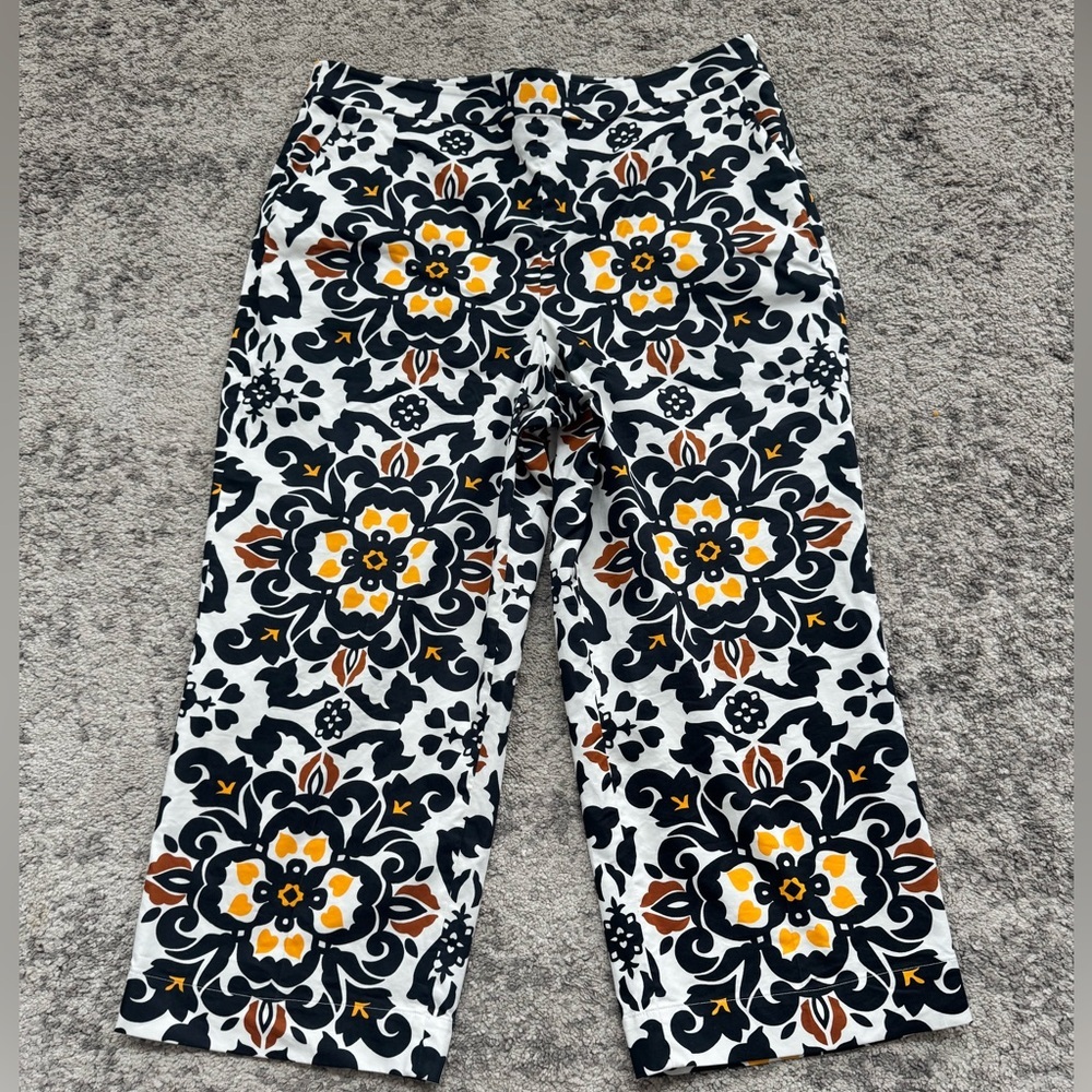 BODEN Printed Crop Trousers Black Opulent Pome Size 16/18R